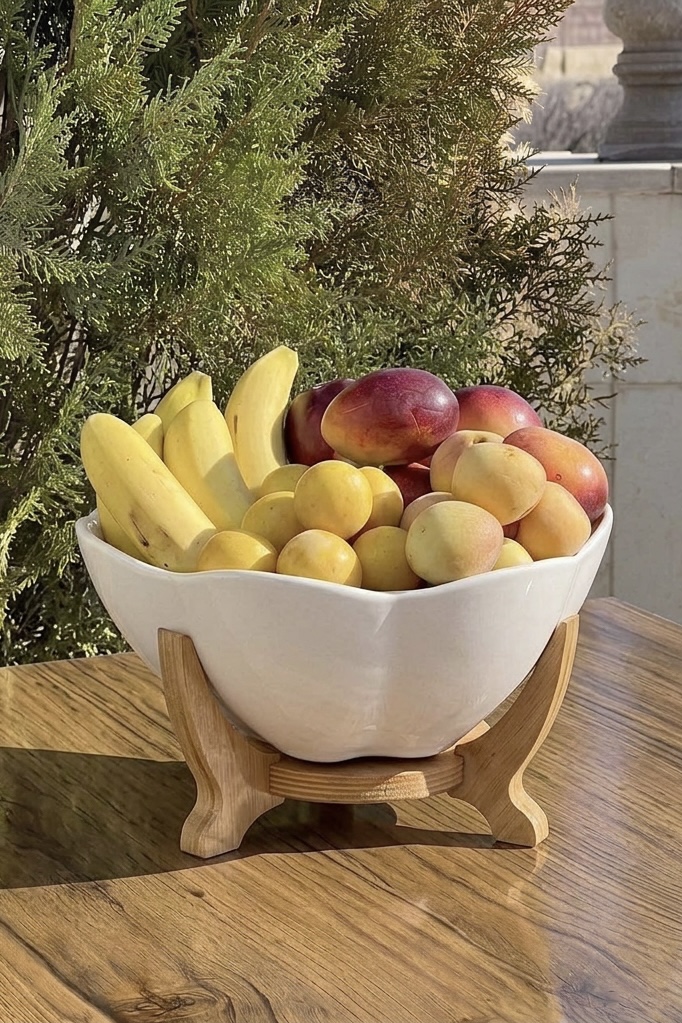 میوه‌ خوری استند چوبی طرح گل