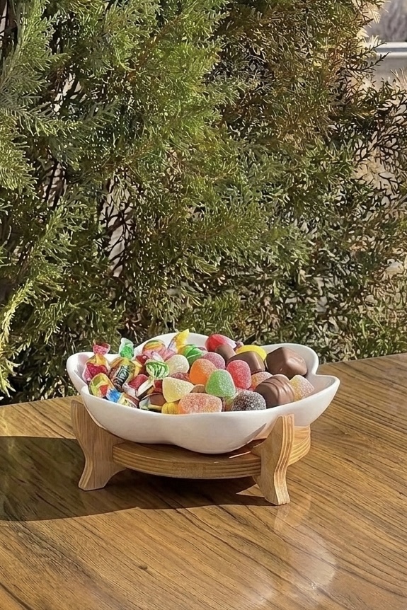 شیرینی خوری استند چوبی طرح گل