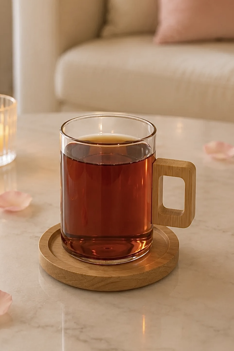 استکان پیرکس دسته بامبو ۲۲۰ میل